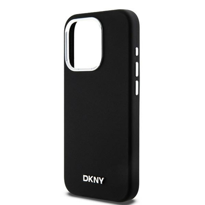 DKNY Custodia rigida Apple iPhone 15 Pro Liquid Silicone Small Metal Logo MagSafe, nera
