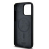 DKNY Custodia rigida per Apple iPhone 15 Pro Max Liquid Silicone White Printed Logo MagSafe, nera