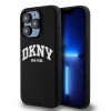Custodia rigida DKNY Apple iPhone 14 Pro Liquid Silicone bianca con logo stampato MagSafe, nera