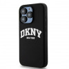 Custodia rigida DKNY Apple iPhone 14 Pro Liquid Silicone bianca con logo stampato MagSafe, nera