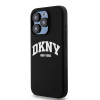 Custodia rigida DKNY Apple iPhone 14 Pro Liquid Silicone bianca con logo stampato MagSafe, nera