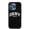 Custodia rigida DKNY Apple iPhone 14 Pro Liquid Silicone bianca con logo stampato MagSafe, nera