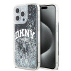 Custodia rigida DKNY per Apple iPhone 15 Pro Max Liquid Glitter Big Logo, nera