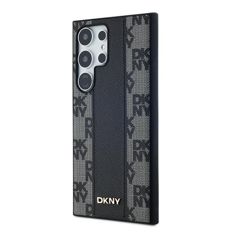 Custodia MagSafe in pelle con motivo a scacchi mono DKNY per Samsung Galaxy S24 Ultra, nera