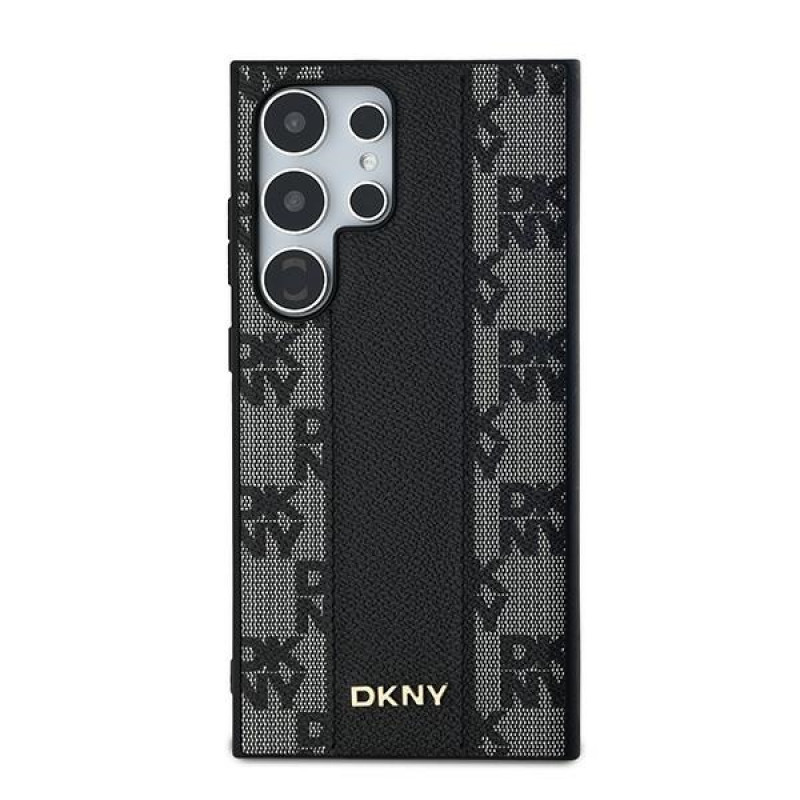 Custodia MagSafe in pelle con motivo a scacchi mono DKNY per Samsung Galaxy S24 Ultra, nera