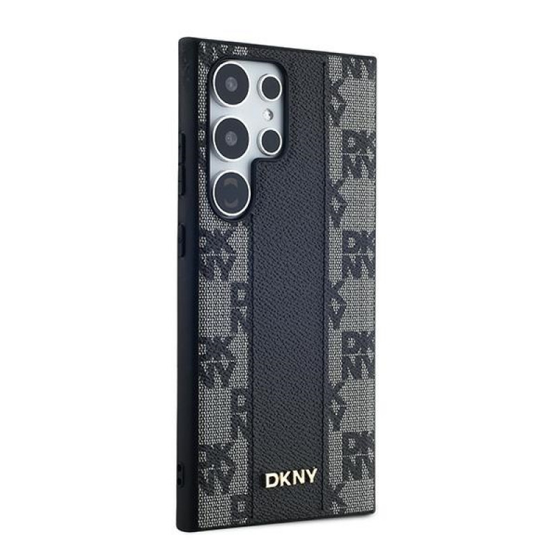 Custodia MagSafe in pelle con motivo a scacchi mono DKNY per Samsung Galaxy S24 Ultra, nera