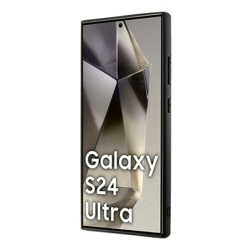 Custodia MagSafe in pelle con motivo a scacchi mono DKNY per Samsung Galaxy S24 Ultra, nera