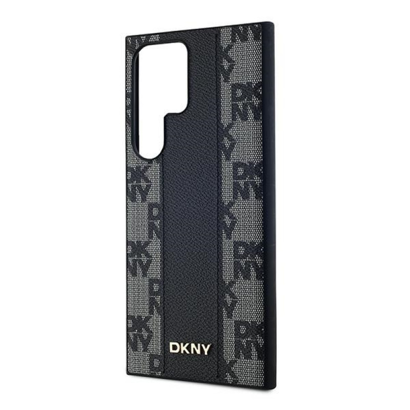 Custodia MagSafe in pelle con motivo a scacchi mono DKNY per Samsung Galaxy S24 Ultra, nera