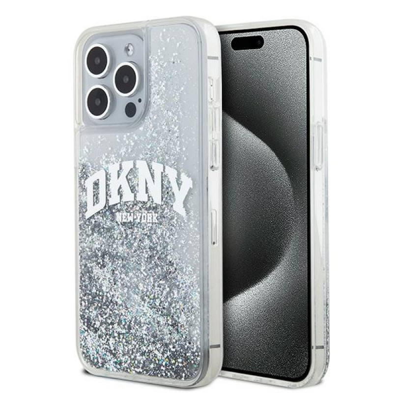 Custodia rigida DKNY per Apple iPhone 15 Pro Max Liquid Glitter Big Logo