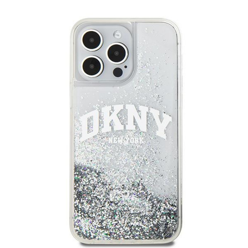 Custodia rigida DKNY per Apple iPhone 15 Pro Max Liquid Glitter Big Logo