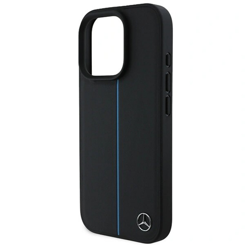 Mercedes MEHMP16L23RURBK Custodia rigida Apple iPhone 16 Pro MB Blue Line Leather MagSafe, nera