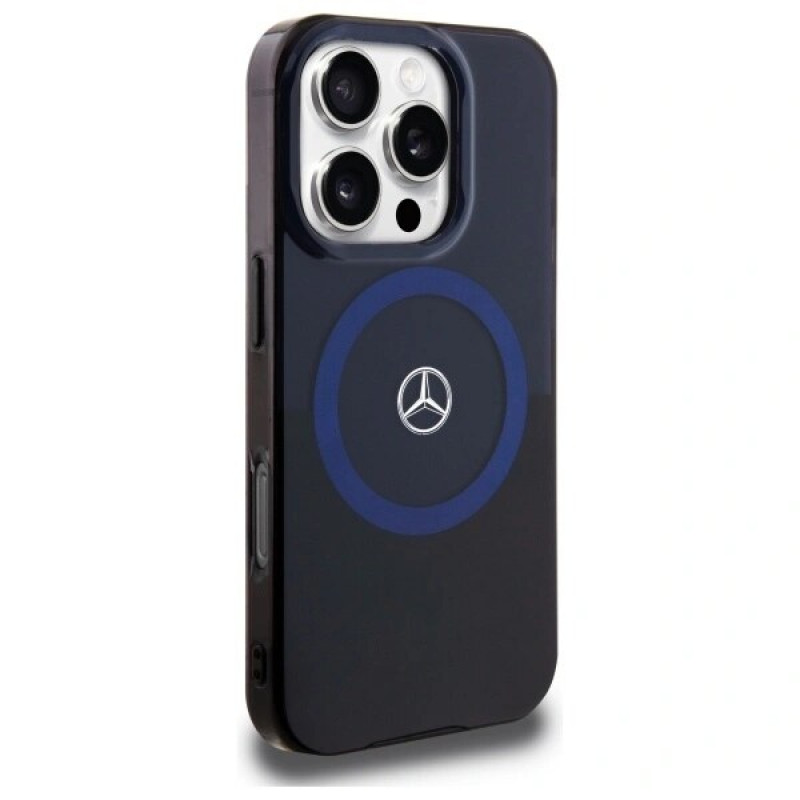 Mercedes MEHMP16X23HBIKV Custodia rigida Apple iPhone 16 Pro Max MB Double Layer BiColor MagSafe, nero blu