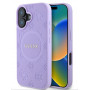 Custodia MagSafe Guess Saffiano Peony Stamp per Apple iPhone 16, viola