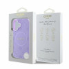 Custodia MagSafe Guess Saffiano Peony Stamp per Apple iPhone 16, viola