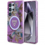 Custodia MagSafe Guess Glitter Flowers Triangle Buttons per Samsung Galaxy S25 Ultra, viola