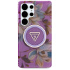 Custodia MagSafe Guess Glitter Flowers Triangle Buttons per Samsung Galaxy S25 Ultra, viola