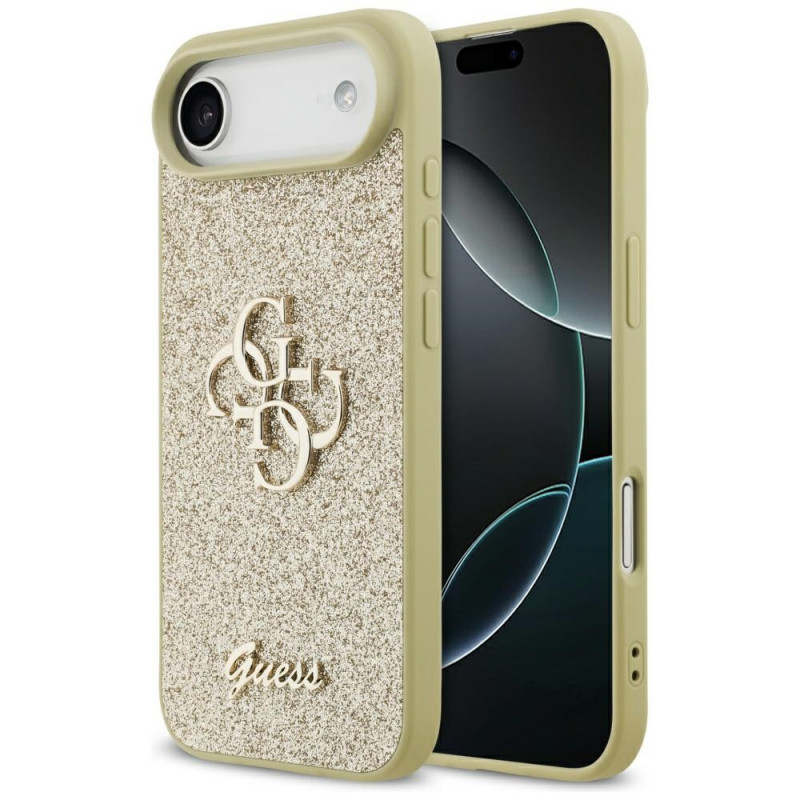 Custodia rigida Guess Fixed Glitter Big 4G per Apple iPhone Air, oro