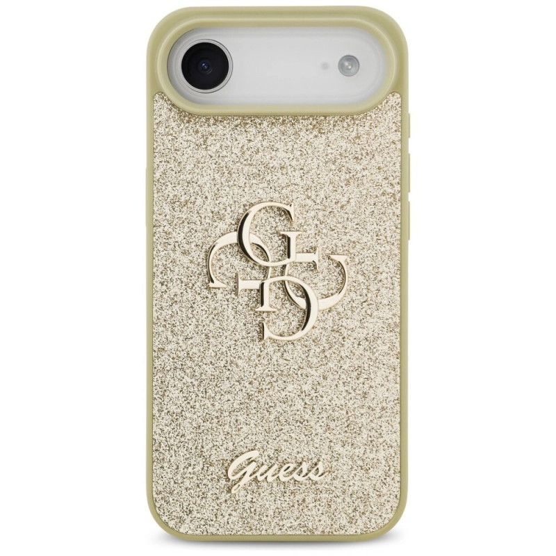 Custodia rigida Guess Fixed Glitter Big 4G per Apple iPhone Air, oro