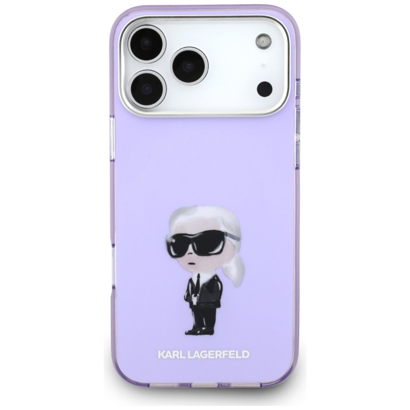 Custodia MagSafe Karl Lagerfeld KLD22568 IML Aquarelle Karl & Choupette & Logo per Apple iPhone 17 Pro Max, viola