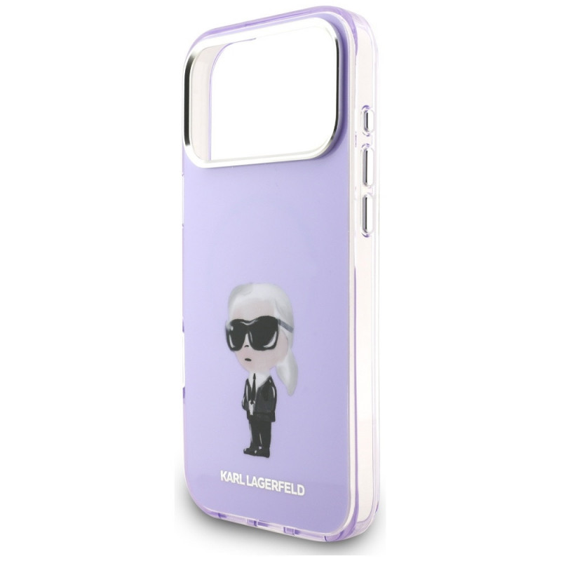 Custodia MagSafe Karl Lagerfeld KLD22568 IML Aquarelle Karl & Choupette & Logo per Apple iPhone 17 Pro Max, viola