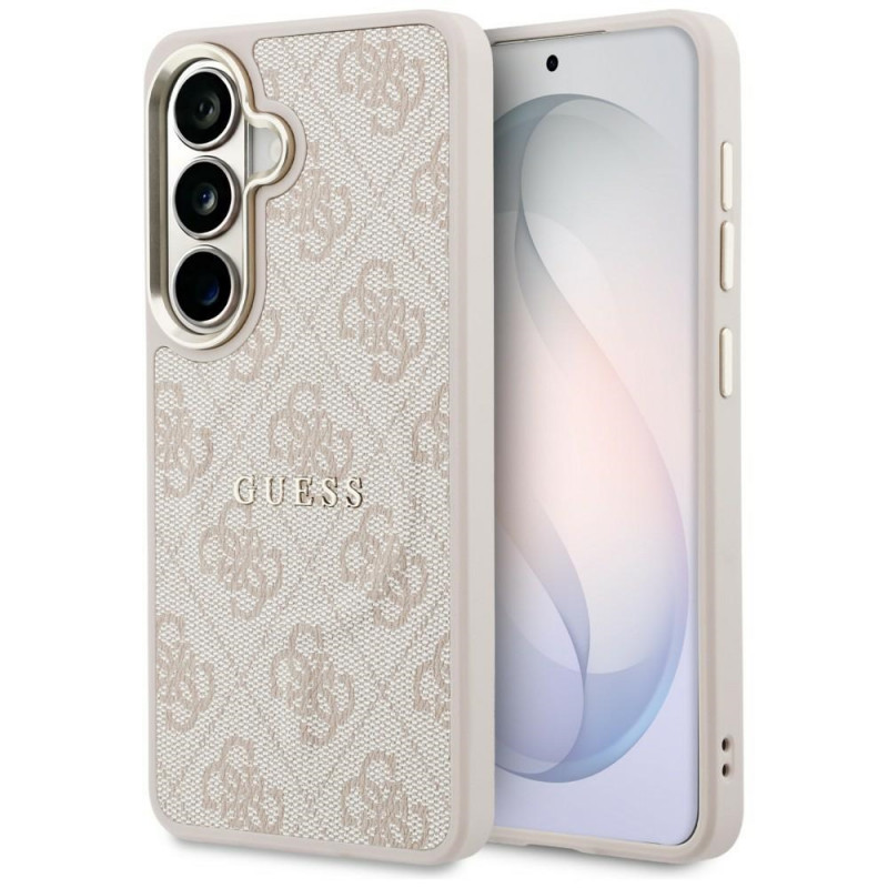 Custodia rigida MagSafe con anello embossed 4G Guess GUE005375 per Samsung Galaxy S26+, rosa