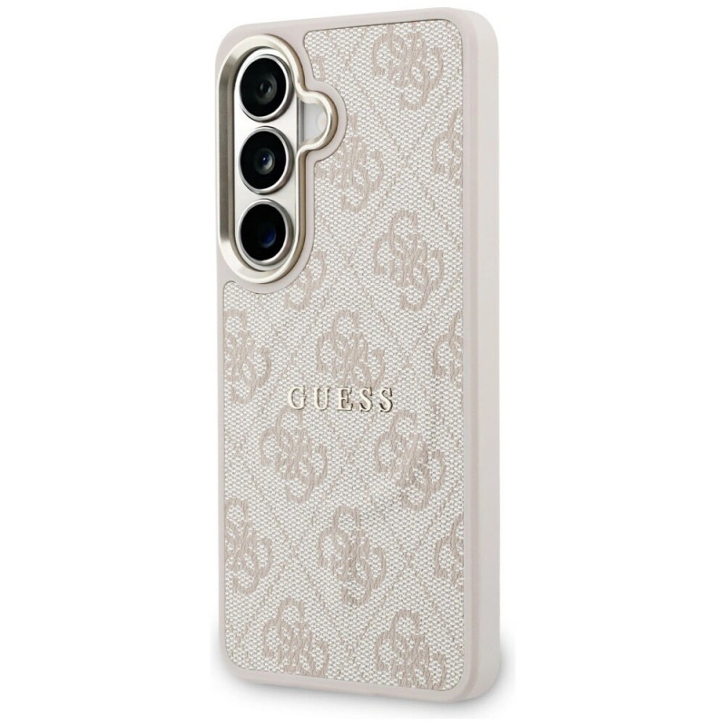 Custodia rigida MagSafe con anello embossed 4G Guess GUE005375 per Samsung Galaxy S26+, rosa