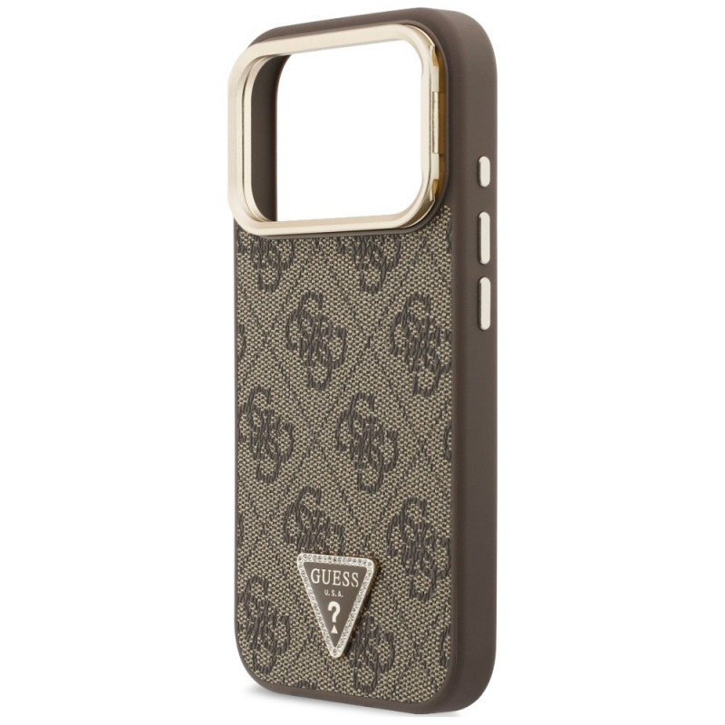 Custodia MagSafe Guess 4G PU Triangle Logo & Stand Camera per Apple iPhone 18 Pro Max / 17 Pro Max, marrone