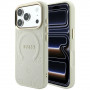 Custodia MagSafe Guess Saffiano Peony & Ring per Apple iPhone 18 Pro / 17 Pro, beige