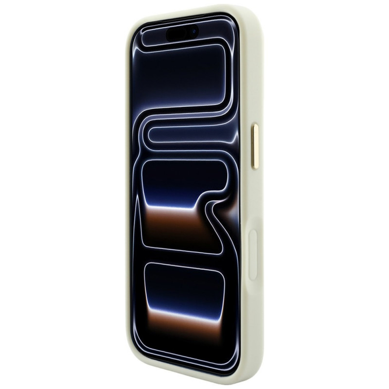 Custodia MagSafe Guess Saffiano Peony & Ring per Apple iPhone 18 Pro / 17 Pro, beige