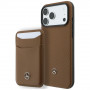 Set custodia MagSafe in pelle con motivo Grill Pattern e portacarte Mercedes-Benz per Apple iPhone 18 Pro Max / 17 Pro Max, cammello