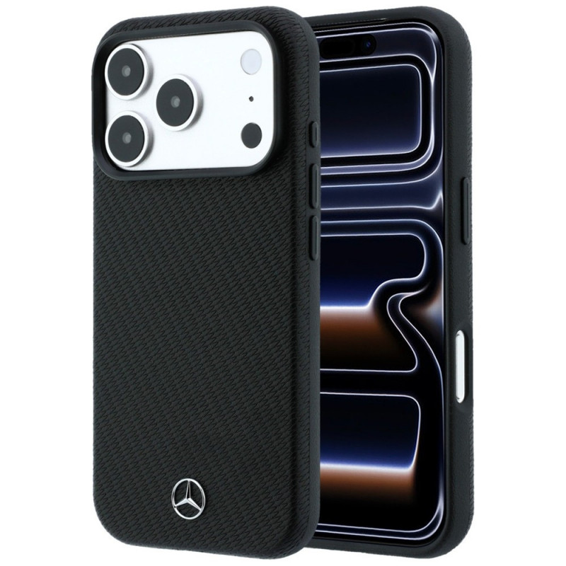 Custodia Mercedes-Benz Grill Pattern e portacarte in pelle MagSafe per Apple iPhone 18 Pro Max / 17 Pro Max, nera