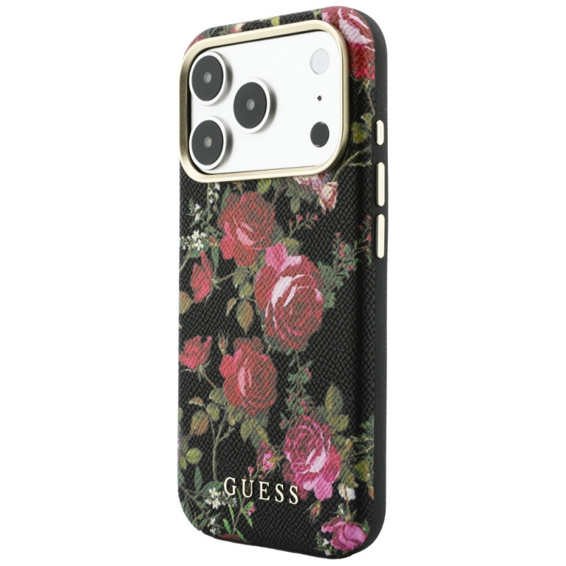 Custodia MagSafe Guess Blossom Roses Print per Apple iPhone 18 Pro Max / 17 Pro Max, nera