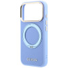 Custodia MagSafe Guess Ring Stand 360 Grained Classic Logo per Apple iPhone 18 Pro Max / 17 Pro Max, azzurra