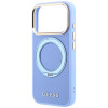 Custodia MagSafe Guess Ring Stand 360 Grained Classic Logo per Apple iPhone 18 Pro / 17 Pro, azzurra