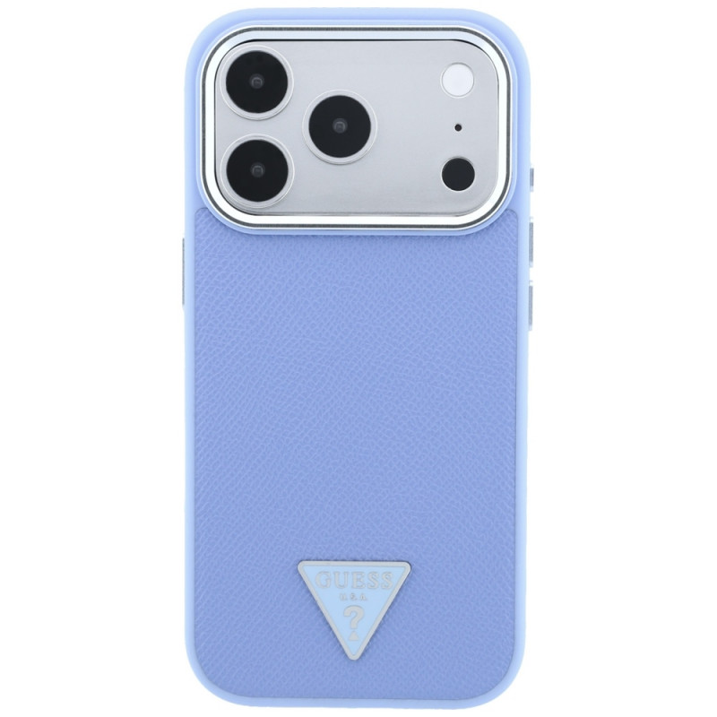 Guess Grained Triangle Logo MagSafe custodia rigida per Apple iPhone 18 Pro / 17 Pro, blu