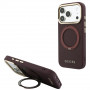 Custodia MagSafe Guess Ring Stand 360 Grained Classic Logo per Apple iPhone 18 Pro / 17 Pro, bordeaux