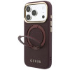 Custodia MagSafe Guess Ring Stand 360 Grained Classic Logo per Apple iPhone 18 Pro / 17 Pro, bordeaux