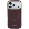Custodia MagSafe Guess Ring Stand 360 Grained Classic Logo per Apple iPhone 18 Pro / 17 Pro, bordeaux