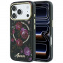 Custodia rigida Guess GUE6042 IML Glitter Blossom Roses MagSafe per Apple iPhone 18 Pro Max / 17 Pro Max, nera