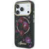 Custodia rigida Guess GUE6042 IML Glitter Blossom Roses MagSafe per Apple iPhone 18 Pro Max / 17 Pro Max, nera