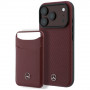 Set custodia MagSafe e portacarte in pelle con motivo Grill Pattern Mercedes-Benz per Apple iPhone 18 Pro / 17 Pro, bordeaux