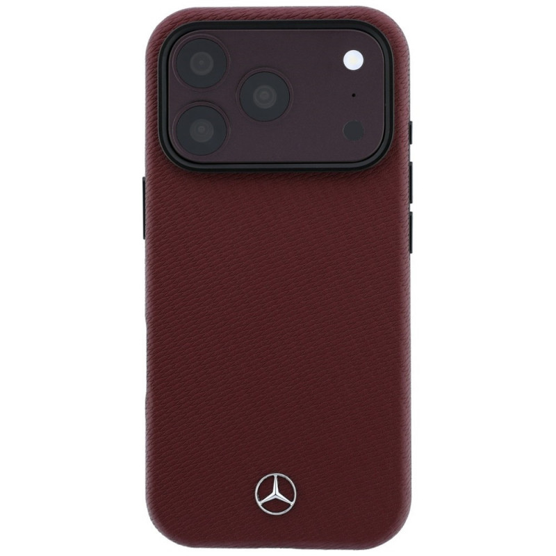 Set custodia MagSafe e portacarte in pelle con motivo Grill Pattern Mercedes-Benz per Apple iPhone 18 Pro / 17 Pro, bordeaux