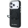 Custodia Karl Lagerfeld Ring Stand 360 Saffiano Classic Logo MagSafe per Apple iPhone 18 Pro / 17 Pro, nera (KF003179)