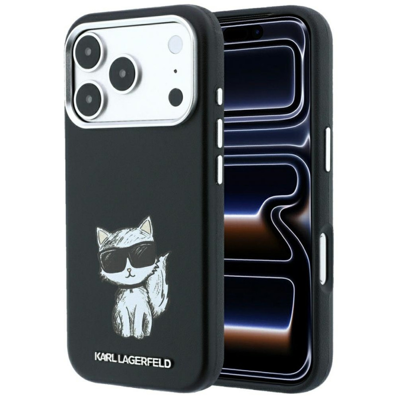 Custodia MagSafe Karl Lagerfeld Smooth Choupette Sketch per Apple iPhone 18 Pro Max / 17 Pro Max, nera