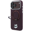 Custodia MagSafe Karl Lagerfeld with Ring Stand 360 Choupette Head Pin per Apple iPhone 18 Pro / 17 Pro, bordeaux (KLD22763)