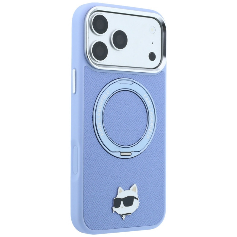 Custodia MagSafe Karl Lagerfeld with Ring Stand 360 Choupette Head Pin per Apple iPhone 18 Pro Max / 17 Pro Max, azzurra (KF003220)