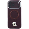 Custodia MagSafe Karl Lagerfeld with Ring Stand 360 Karl Head Pin per Apple iPhone 18 Pro Max / 17 Pro Max, bordeaux