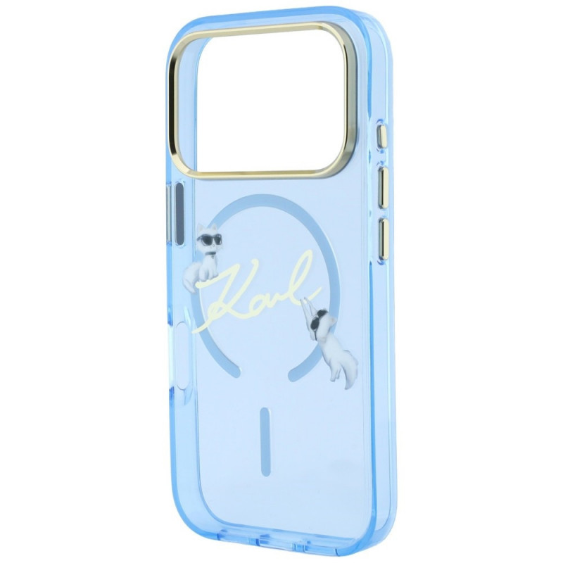 Custodia MagSafe Script Logo Karl Lagerfeld per Apple iPhone 18 Pro / 17 Pro, azzurra