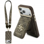 Custodia Guess 4G con portafoglio e lanyard, MagSafe, per Apple iPhone 18 Pro / 17 Pro, marrone