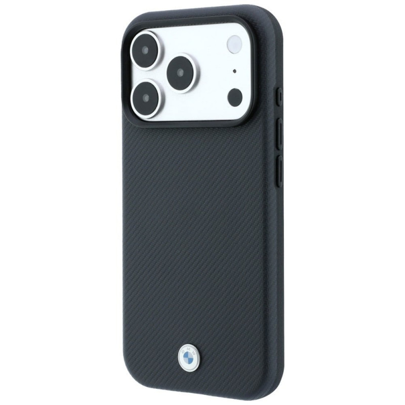 Custodia MagSafe BMW Kevlar Metal Logo per Apple iPhone 18 Pro / 17 Pro, antracite